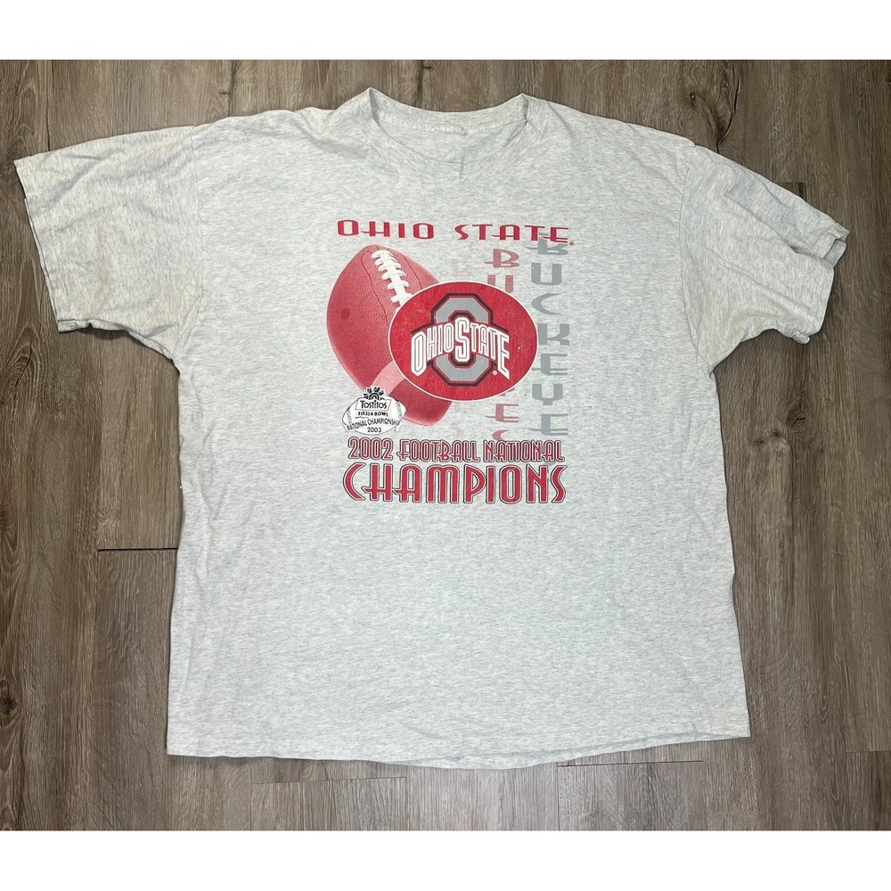 VTG 2002 Ohio State National Champion T Shirt Vintage 2XL XXL Gray